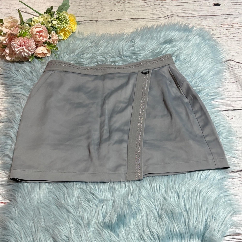 Greg Norman Grey Metallic Trim Grey Golf Tennis Skort Skirt sz S